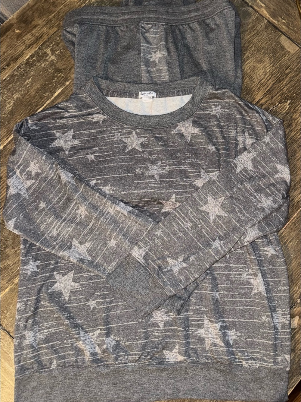 Splendid 2 Piece Lounge Outfit Gray With Stars Size XL Very GUC